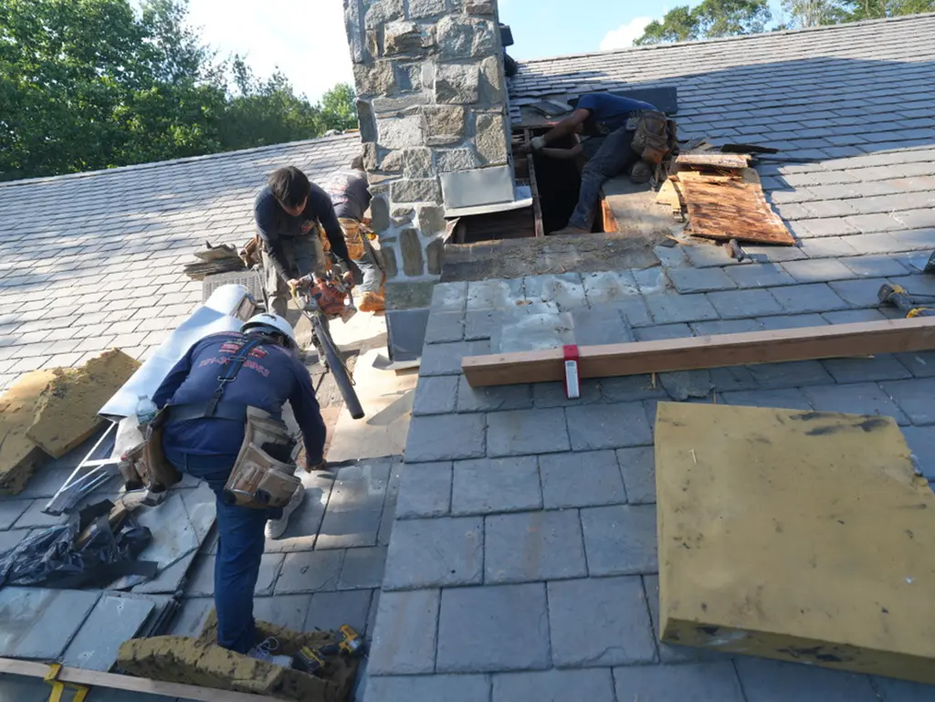 Slate Roof Chimney Leak Repair in Alpine, NJ